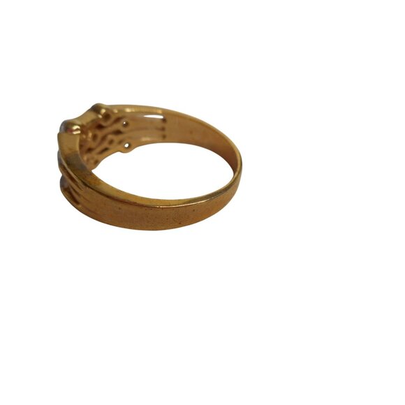 lia sophia CZ and gold tone wide ring signed Sz 7 / 7.5 / 8 - Picture 2 of 6